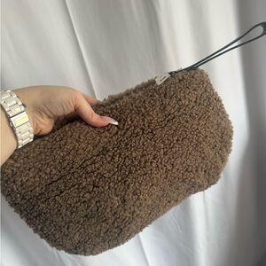 Banana Republic Brown Shearling Wristlet Clutch